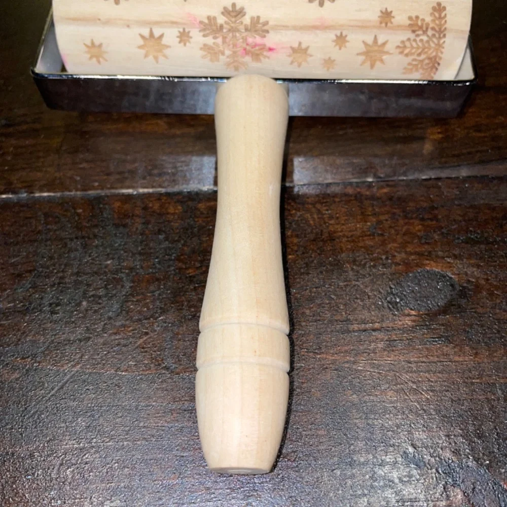 Christmas Bundle 2burned Wooden Spoons‎ & 1 Cookie Dough Snowflake Rolling Pin